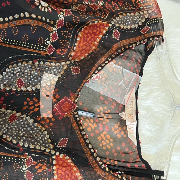 Ritu Kumar Designer Black Sheer Long Kaftan Tunic Dress - Picture 10 of 12